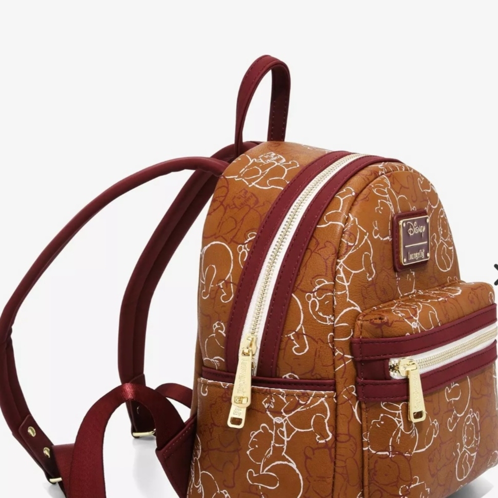 Disney Winnie Pooh Brown and Maroon Backpack - Picture 3 of 7